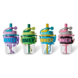 แก้วน้ำแบบมีหลอดดูดสไตล์เกาหลีปี 2025 แบบแยกส่วนชงชาได้ สองชั้น สายสะพายปรับได้ ป้องกันการรั่วซึม พกพาสะดวก สำหรับ<span class=keywords><strong>เด็ก</strong></span> 500 มล. - Product Image 1