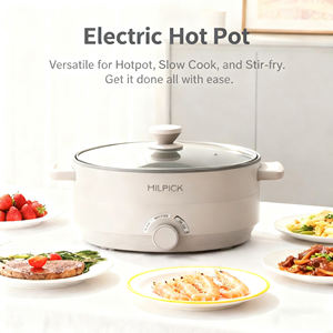 Panci panas listrik portabel 4-Liter 5-Liter, Hotel rumah memasak sup piring kukus tutup kaca memasak listrik panci panas - Product Image 2