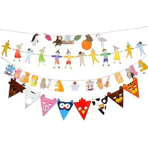 DAMAI drapeau personnalisé tirant dessin animé Animal forêt thème fête d'anniversaire décoration fête internationale des enfants drapeau tirant