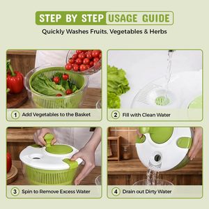 Rotating Eco-Friendly Food-Grade Plastic Double-Layer <b>Salad</b> Spinner - Product Image 3