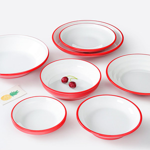 Platos de Melamina de Dos Tonos, Platos Hondos Redondos de Color Sólido, Duraderos, Aptos para Microondas, para Uso en Hoteles y Restaurantes - Product Image 1