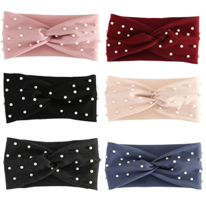 Diadema elástica con cruz de perlas, nueva, sólida y sencilla, de 24*15 cm, versátil, de tela que absorbe el sudor, para lavarse la cara, deportes y accesorios para el cabello. - Product Image 1
