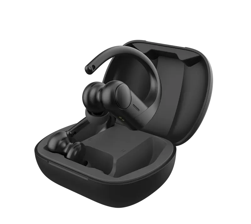 Echte kabellose Ohrhörer mit Ohrhaken Bluetooth V5.3 Kopfhörer IPX4 wasserdicht Über-Ohr eingebautes Mikrofon 24 Stunden TWS-Kopfhörer