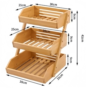 Panier à fruits carré en <span class=keywords><strong>bambou</strong></span>, 3 niveaux, capacité de 33+ lb, fond surélevé de 12 mm, écologique, pour le pain, les articles de toilette, les collations, les condiments - Product Image 4