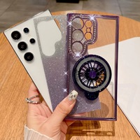 Placage strass Gyroscope support magnétique Anti-chute étui de protection pour Samsung S25Ultra S24 A16 paillettes diamant étui en TPU