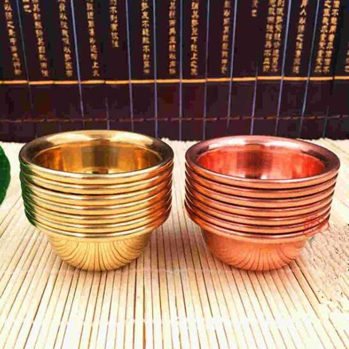 WATIIFUFU 4個 純銅製仏壇 品 合えれ 仏教徒 禅茶碗 水を提供