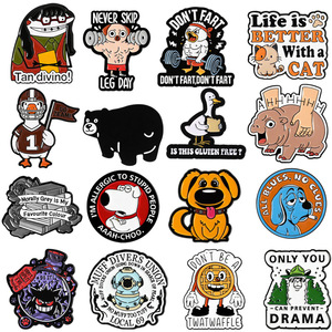 Pins de Esmalte con Diseños Personalizados y Frases Divertidas, Insignias Metálicas para Solapa, Broches de Esmalte con Dibujos Animados para Decoración - Product Image 1