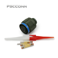 Connecteur circulaire industriel PSCCONN série D38999 à 4 broches, finition olive drab cadmium, blindage EMI, prise à verrouillage rapide