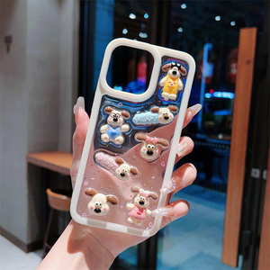 Coque de téléphone portable motif chiot de dessin animé et chien avec nœud pour iPhone 17 Air 16 15 14 13 Pro Max, motif chat KT, en résine 3D, mignonne, DIY, étoiles, amour, coque arrière - Product Image 3
