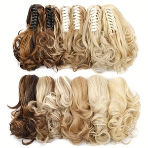 Synthétique Naturel Doux Queue De Cheval Court Ondulé Extensions De Queue De Cheval Griffe Clip Vague 12 pouces Queue De Cheval Cheveux - Product Image 1