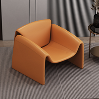 Fauteuil de loisir moderne fait main en cuir synthétique incurvé intégré à un seul siège pour salon et chambre à coucher