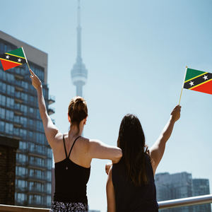 2024 фабрика, Лидер продаж, Федерация Святой Китт и Невис, деревянный шест, развевающийся вручную флаг для общего праздника - Product Image 4