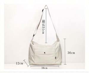 Cotton Canvas School Bag Crossbody Art <b>Tote</b> Bag,<b>zipper</b> <b>Tote</b> Canvas Shoulder Bag - Product Image 3