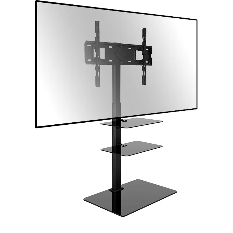 In Hoogte Verstelbare 600X400 Vesa Met Opbergplank En Gehard Glas Vloer Tv-Standaard Fit 32-70 Inch Lcd Tv