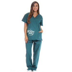 Ensembles de blouses médicales pour femmes, six poches, blouses médicales (col en V, pantalon cargo) coupe droite, 100% polyester - Product Image 4