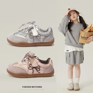 Nouvelles baskets décontractées pour filles, chaussures Derby à nœud avec semelle marron, mode printemps/automne, chaussures pour enfants en gros - Product Image 1