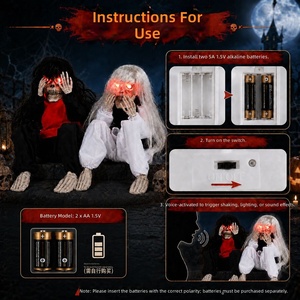 Decoración de Halloween con Sonido de Llanto, Esqueleto con Luz y Movimiento Activado por Voz, Juguete Decorativo - Product Image 3