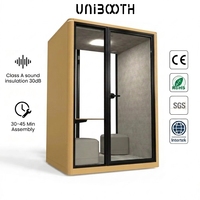 UNIBOOTH Cabine Acoustique de Luxe Privée Ignifuge ASTM-E84 30dB ISO 23351 Installation Rapide en 30-45 Min pour Laboratoire Créatif Atelier OEM ODM