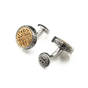 New Products Wedding Gift Real 18K Gold Silver Color Vintage Jewelry Cuff links For Men's