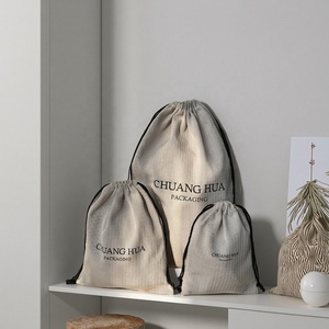 QMS Custom Logo Printed Gift Canvas Cotton Muslin Double <b>String</b> Handbag Shoe Dust Drawstring <b>Bag</b> - Product Image 1