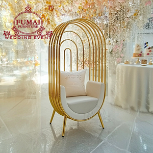 Cage Shape Gold Stainless Steel Throne King Wedding Gold Bird Cage <b>Chair</b> for Wedding Event Banquet Dinning Hotel - Product Image 1