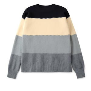 Pull à col montant à rayures color block gris ardoise S Pulls pour femmes - Product Image 2