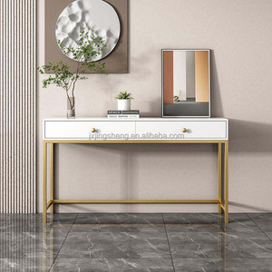 Meubles de salon pieds en métal doré table <span class=keywords><strong>console</strong></span> murale en bois blanc avec tiroirs - Product Image 1