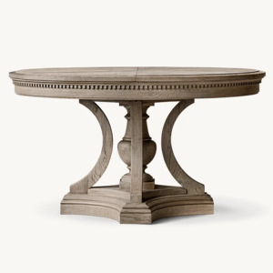 <span class=keywords><strong>Tavolo</strong></span> da Pranzo Rotondo Intagliato in Stile Antico, Marrone Chiaro, <span class=keywords><strong>Tavolo</strong></span> da Pranzo <span class=keywords><strong>Rustico</strong></span> in <span class=keywords><strong>Legno</strong></span> Massello Stile Country Americano - Product Image 5