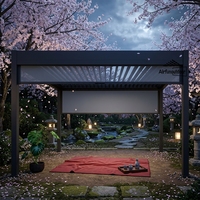 Pergola bioclimatique autoportante Airfun Compact 3x4 en aluminium avec toit rétractable motorisé à lames orientables pour extérieur