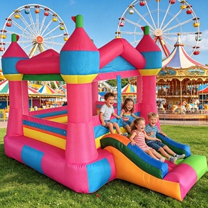 Castello Gonfiabile Colorato in Oxford con Doppio Scivolo, Casa per Saltare per Bambini, per Interni ed Esterni, per Feste e Giochi all'Asilo - Product Image 2