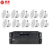 Sistema de megafonía HuiDu, conjunto completo profesional con altavoces de techo, amplificador de 70V/100V 800W, MP3, sistema de paging por zonas, radio FM para escuelas y oficinas