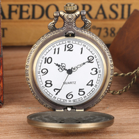 Collier style ancien horloge bijoux métal Steampunk éléphant Bronze montre de poche à quartz avec chaîne de chandail