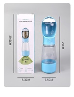 Dispenser Air Minum Hewan Peliharaan Plastik Portabel 3-in-1 Anti Bocor dengan Wadah Makanan & Penyimpanan Kantong Sampah untuk Perjalanan Luar Ruangan
