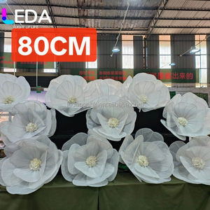 LEDA Customized Wedding Events Banquet Hall Ceiling Decoration White Giant Organza Art Fabric Flower Heads - Product Image 2
