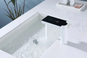 Intelligente in ottone <span class=keywords><strong>rubinetto</strong></span> <span class=keywords><strong>sensore</strong></span> automatico contemporanea intelligente Display temperatura digitale lavabo elettrico <span class=keywords><strong>rubinetto</strong></span> bagno lavandino - Product Image 5