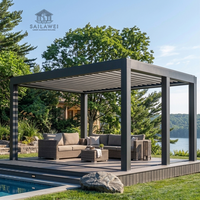 Pergola en aluminium 6x4m à toit à lames motorisées, ouverture électrique, imperméable, pour terrasse de villa moderne, prix abordable, directement de l'usine