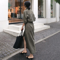 Nouveautés 2026 : Robe Chemise Femme Élégante en Coton et Lin de Style Coréen – Vêtements Féminins Tendance