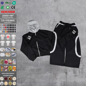 Ensemble Surdimensionné 2 Pièces Veste à Fermeture Éclair Pantalon Pantalon de Survêtement et Sweat à Capuche Impression de Logo Broderie Zip Up Jogging Costumes Personnalisés - Product Image 2