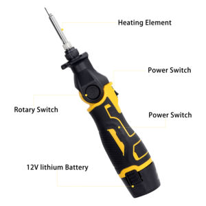 Pistolet à souder sans fil rechargeable 12V à batterie lithium, embout tournevis en acier inoxydable, 100W haute puissance, 300C-500C, 10s LT01 - Product Image 3