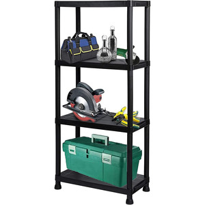 5 Tier Heavy Duty Black <strong>Plastic</strong> Adjustable 150lbs Capacity Garage Storage <strong>Shelving</strong> <strong>Shed</strong> Shelf Unit Home Office Pantry Workshop - Product Image 1