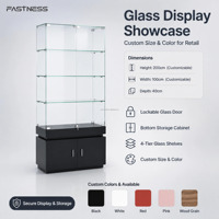 Vitrine en verre trempé pour magasin de téléphonie avec éclairage LED, 5 étagères, porte verrouillable pour magasin de détail, centre commercial