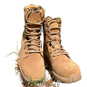 รองเท้าบูทผู้ชายสีน้ำตาลหนังแท้กันน้ำสำหรับฝึกซ้อมกลางแจ้งแบบมีซิปด้านข้างส้นเตี้ยพื้นยางหนาปกติ - Product Image 5