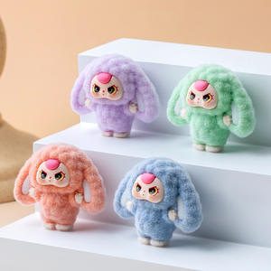 Neu angekommene Cartoon 3D Rabbit Bunny Flocked Doll <span class=keywords><strong>3</strong></span>-jährige Kaninchen puppe Trendy Play Blind Box Bag DIY Zubehör Mini Ornamente - Product Image 5