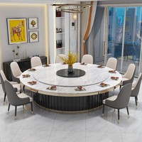 Kommerzieller Luxus-Esstisch mit Runder Platte, Modernes Design mit Steinplatte & Automatischer Drehscheibe für Restaurants, Hotels und Private Esszimmer