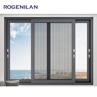 Fenêtres coulissantes isolées à double vitrage avec cadre en aluminium à 2 rails, série ROGENILAN 100, grille intégrée aux designs de fenêtres