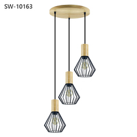 Luminaire suspendu en fer et métal décoratif moderne 220V E27, cage en fer, LED, salon, chambre à coucher, style antique en bois