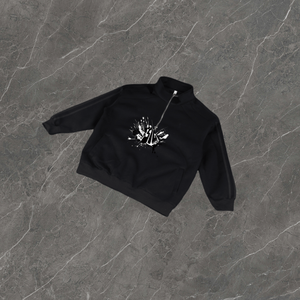 Sudadera con capucha oversize de felpa lavada con cremallera de un cuarto para hombre, estilo streetwear, con logo personalizado - Product Image 2