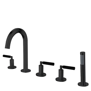 HOMEDEC Robinet de baignoire et de douche moderne en laiton poli à 5 trous avec double poignée et pulvérisation céramique HD-BF15, construction en laiton de haute qualité - Product Image 2