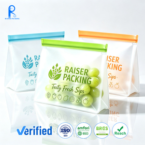 Pochette de conservation alimentaire réutilisable en PEVA sans BPA, étanche, avec fermeture éclair, pour congélateur et organisation du réfrigérateur - Product Image 1