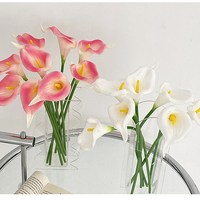 Lys Calla Artificiel en PU Effet Naturel, Fleur Artificielle pour Bouquet de Mariage, Décoration d'Intérieur, Composition Florale Artificielle
